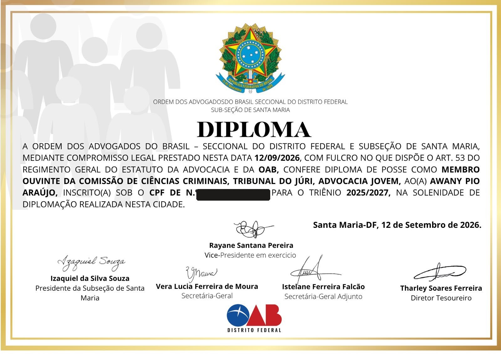 Diplomação · OAB/DF de Awanny Pio